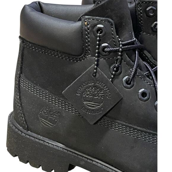 Timberland Youth Size 2 New In Box Black Nubuck Premium 6-Inch Waterproof Boot - Picture 10 of 11